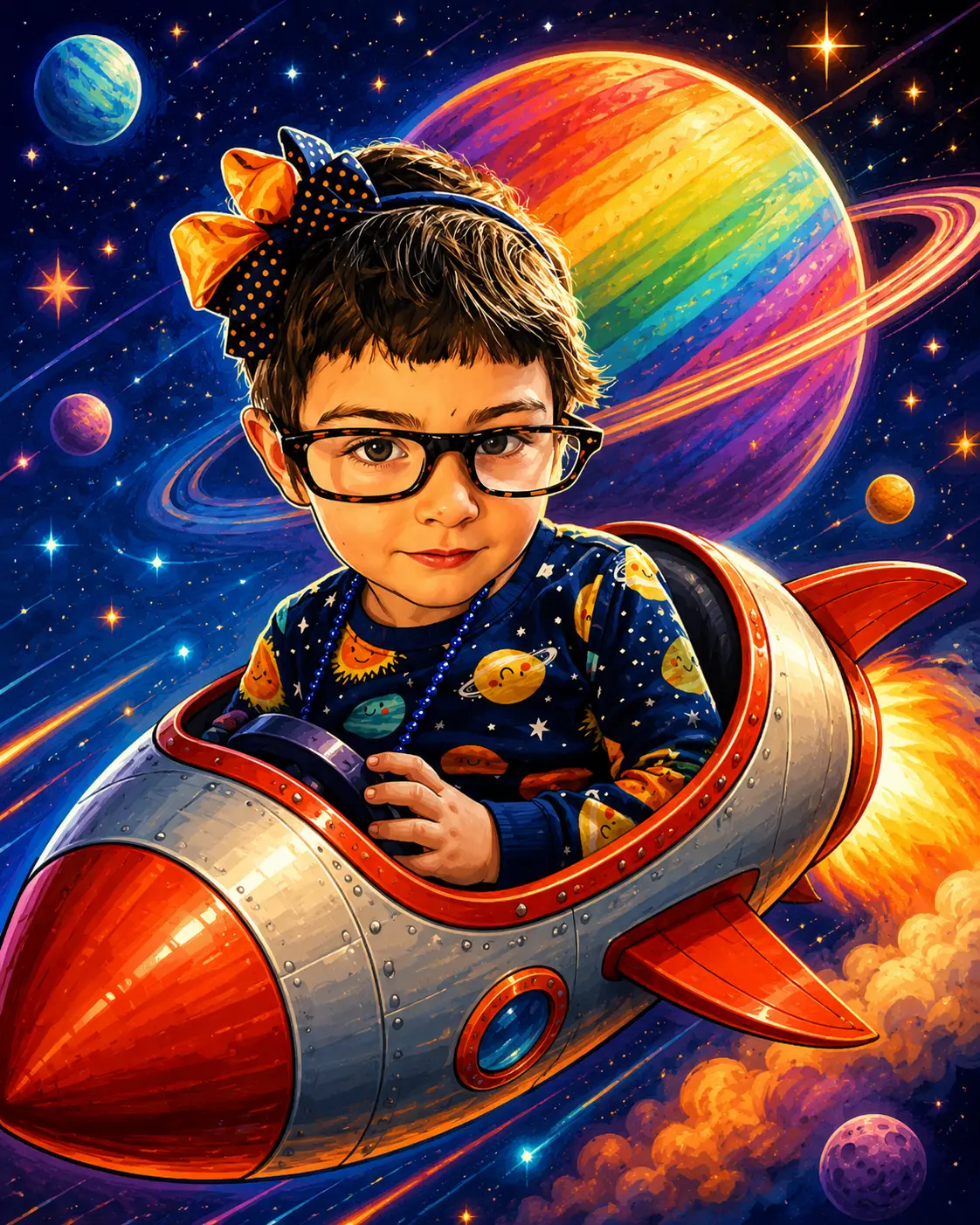 Saskia with a rocket