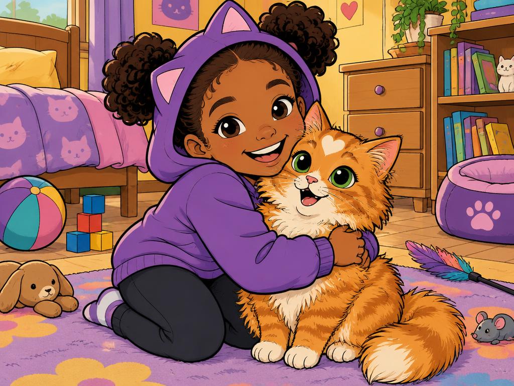 Marisha hugging Lucy on the bedroom floor